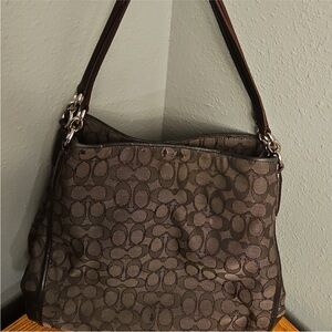 Coach Phoebe Signature C shoulder bag with leather trim and silver hardware